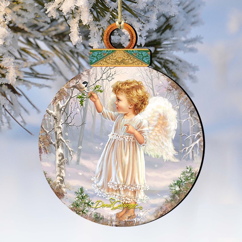 Woodland Angel Bird Wooden Ornaments by Gelsinger – Nativity Holiday Decor – 8021117-1427