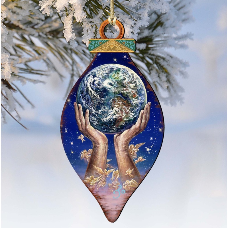 World in my Hands Wooden Ornaments by Josephine Wall – Christmas Decor – 845131-JW