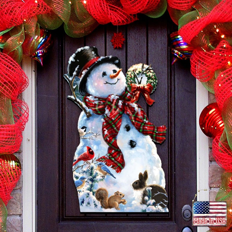 An Old Fashioned Christmas Door Decor by D. Gelsinger – Christmas Santa Snowman Decor – 8461024H-1563