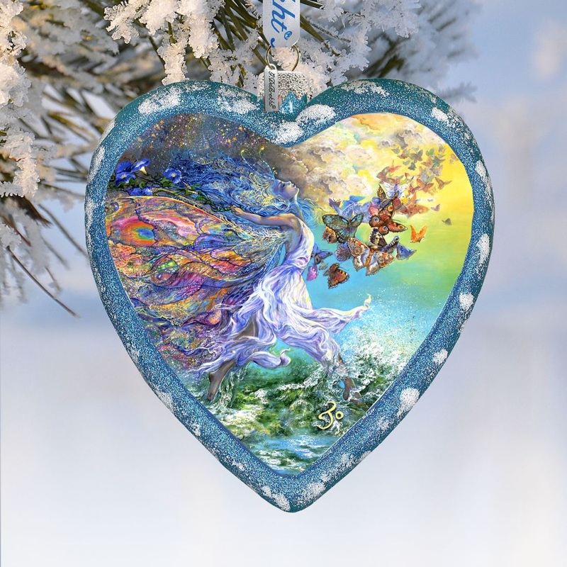 Butterfly Fairy Heart Glass Ornament Limited Edition by Josephine Wall – Christmas Decor – 738-409-JW