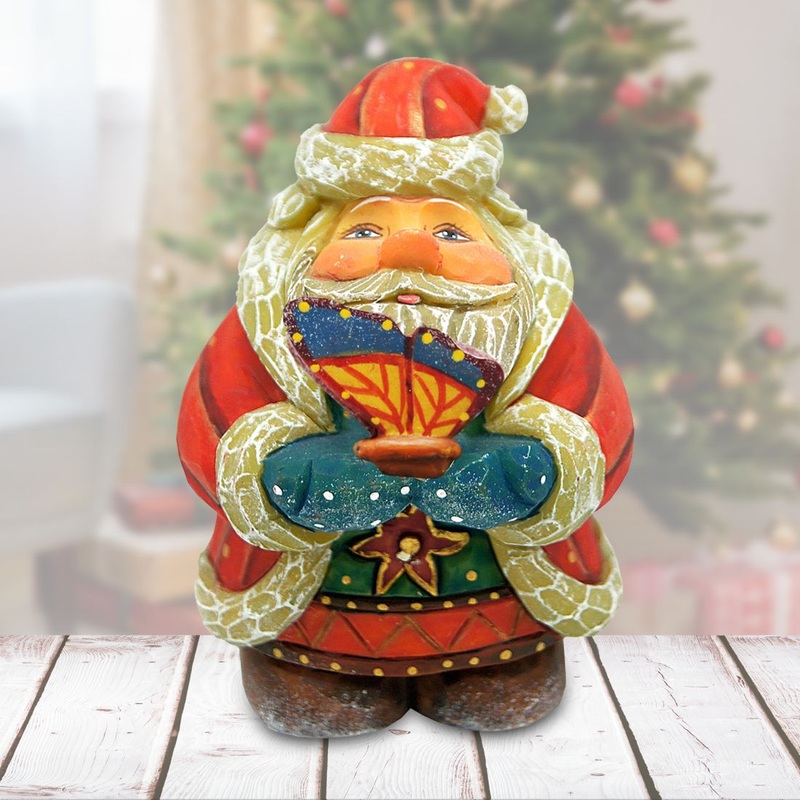 Butterfly Santa Gift Giver Handcrafted Christmas Figurine – G. DeBrekht Christmas Santa Snowman Decor – 517694