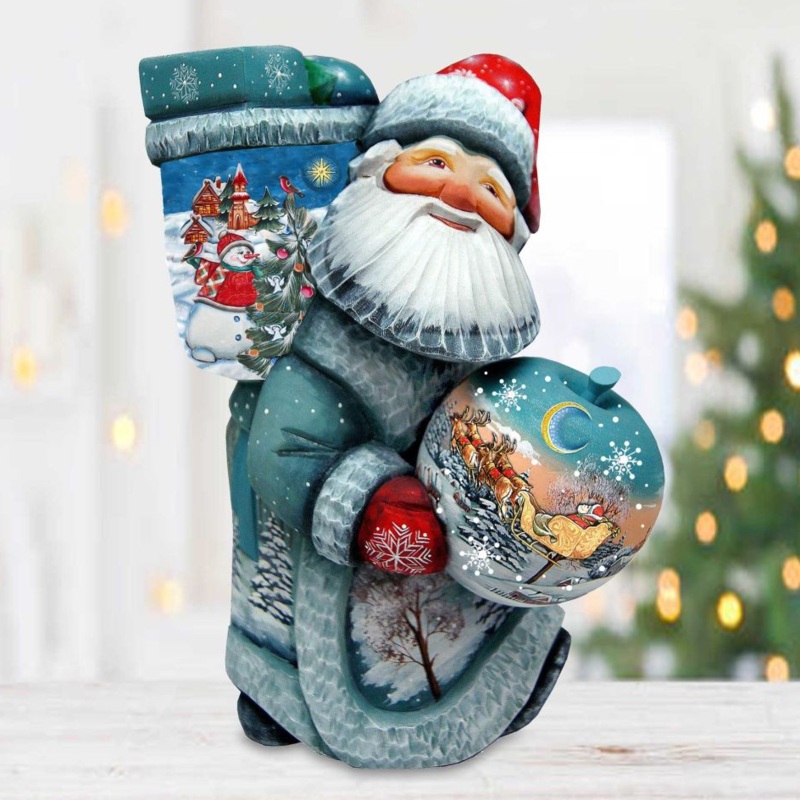 Christmas Ball Santa Hand-Painted WOODCARVED Masterpiece by G. DeBrekht – Christmas Decor – 821457