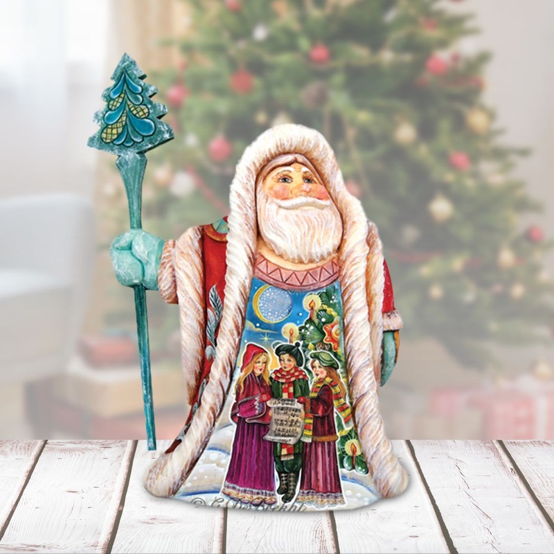 Christmas Carol Santa Handcrafted Christmas Figurine – G. DeBrekht Christmas Santa Snowman Dcor – 532322