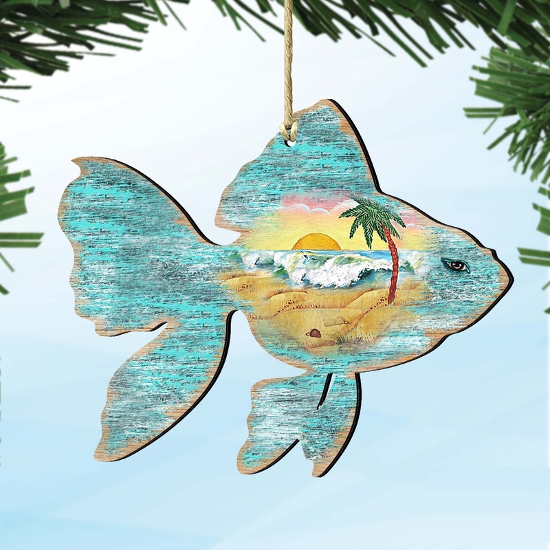 Fish Wooden Ornaments by G. DeBrekht – Coastal Holiday Decor – 8198534