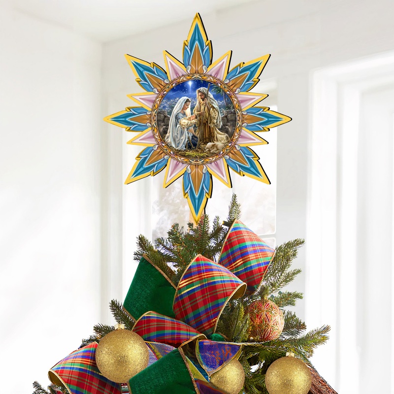Glory to God Star Tree Topper Wooden Decor by D. Gelsinger – Nativity Holiday Decor – 89517-DG