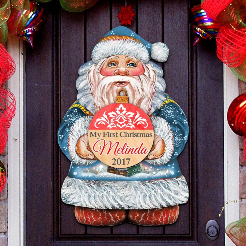 My First Christmas Santa Door Decor by G. DeBrekht – Christmas Santa Snowman Decor – 8117810-1H