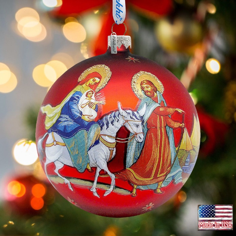 Nativity Ball Glass Ornament by G. DeBrekht – Nativity Holiday Decor – 73213