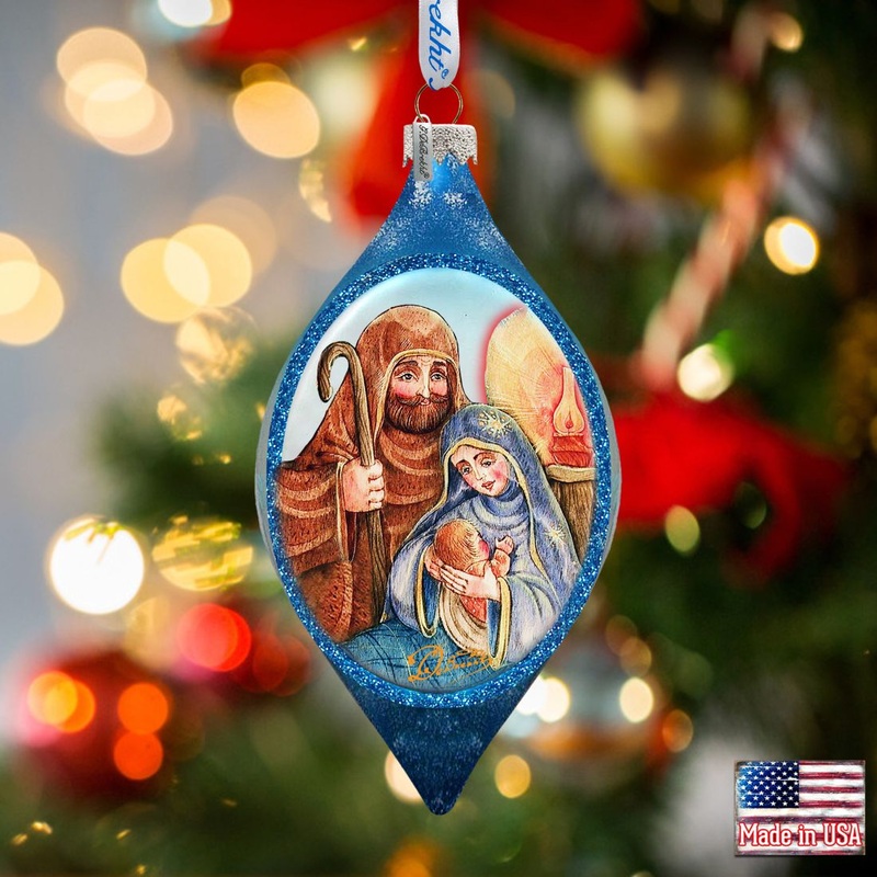 Nativity Drop Glass Ornament by G. DeBrekht – Nativity Holiday Decor – 757-021