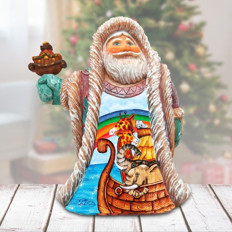 Noah’s Ark Regal Santa Handcrafted Christmas Figurine – G. DeBrekht Christmas Santa Snowman Decor – 532332