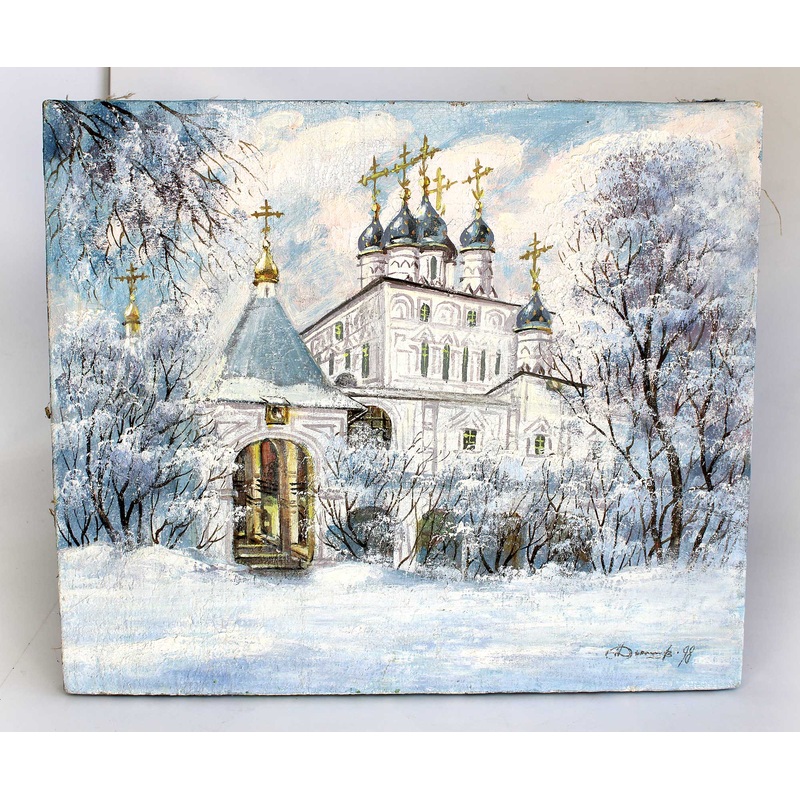 One-of-a-Kind Original Oil Painting on Canvas – Winter in Kolomenskoye Wall Art 12×14 Inches Signed by the Artist
