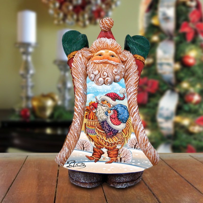 Rooster Greeting Santa Figurine by G. DeBrekht 531221