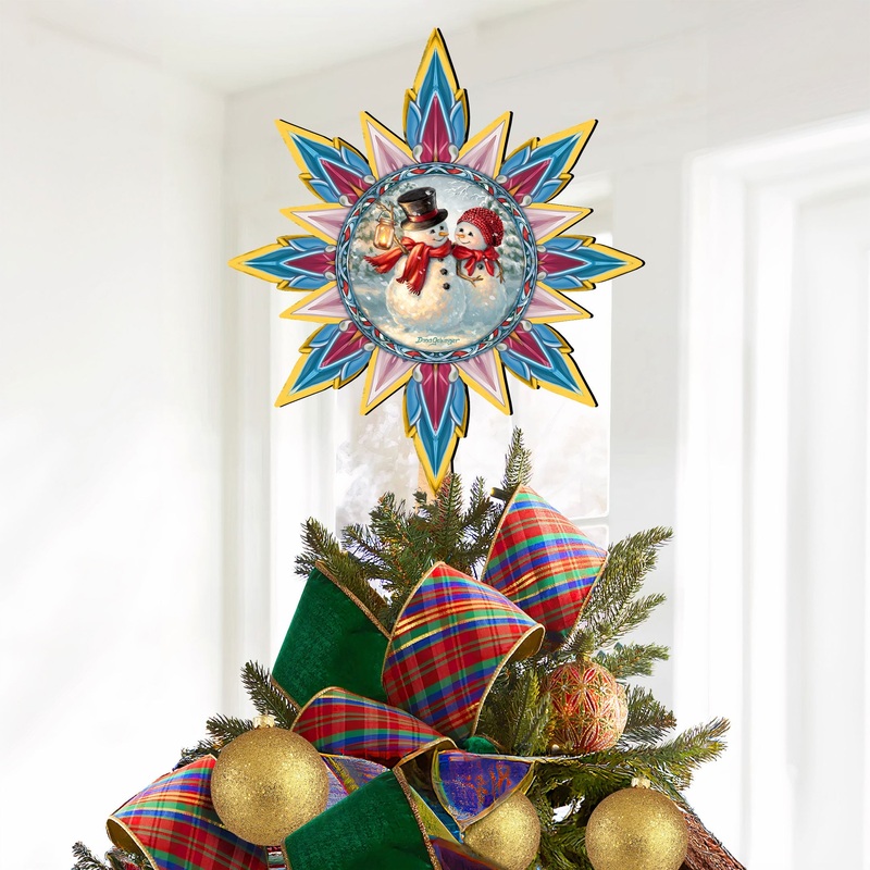 Snow Much in Love Tree Topper Wooden Decor by D. Gelsinger – Santa Snowman Christmas Decor – 89518-DG