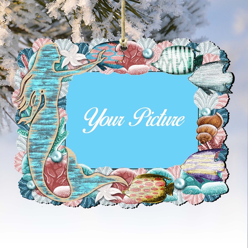 The Princess of the Sea Mermaid Ornament Picture Frame Ornament for Photo by G. Debrekht – 8198514-3PF