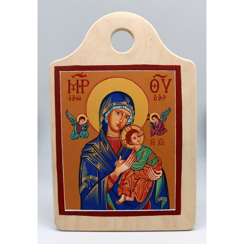 Virgin Mary Directress – Original One-of-a-Kind Orthodox Icon Handpainted on Wood 12 x 8 , Signed by G. DeBrekht with Certificate