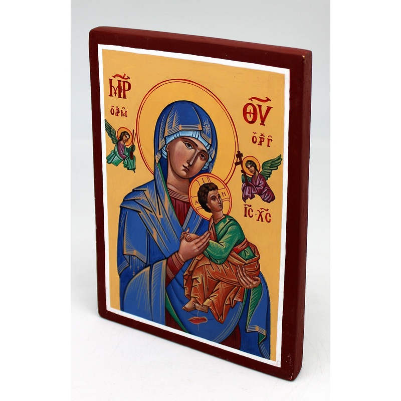 Virgin Mary Directress – Original One-of-a-Kind Orthodox Icon Handpainted on Wood 7.5 x 5.5 , Signed by G. DeBrekht with Certificate