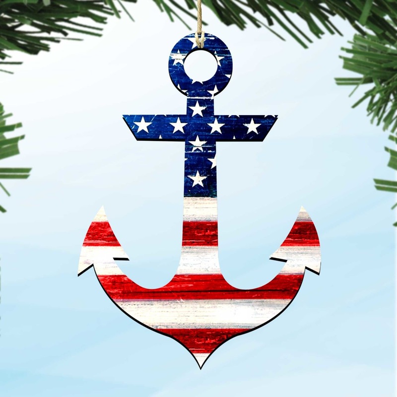 American Flag Anchor Wooden Ornaments – American Patriotic Decor – 8198913