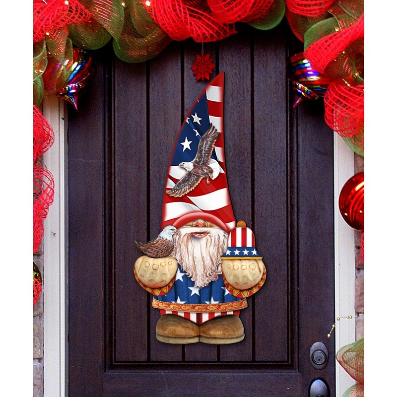 Americana Gnome Holiday Door Decor by G. DeBrekht – American Christmas Decor – 8611015H