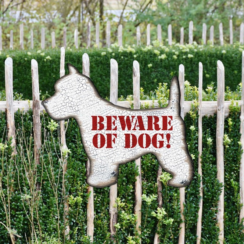 Beware of Dog! White Puppy House Number Sign – Nature Wildlife Decor – Handcrafted Wooden Address Sign – MA991223