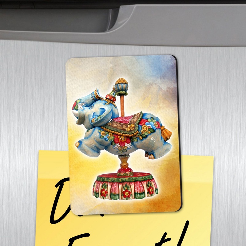 Carousel Elephant Shape Refrigerator Magnets Set of 3