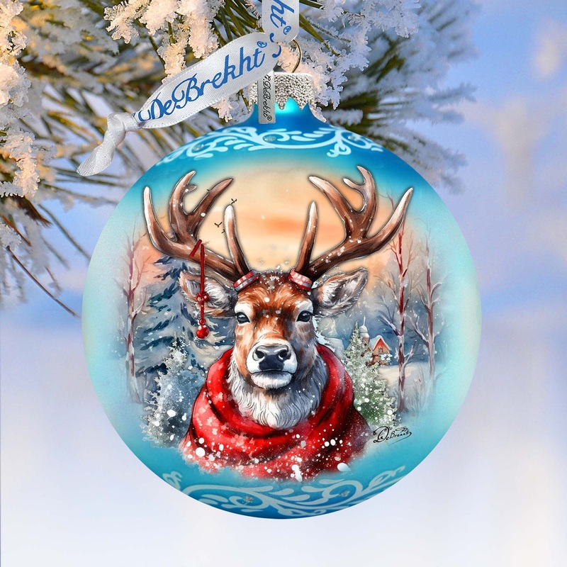 Christmas Mood Wreath Glass Ornament by G. Debrekht – Wildlife Holiday Decor – 759-048