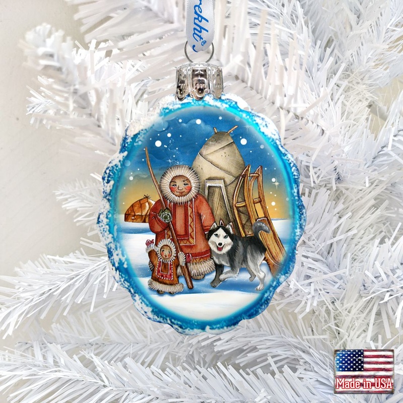 Eskimo Mercury Glass Ornament by G. DeBrekht – Wildlife Holiday Decor – 771051
