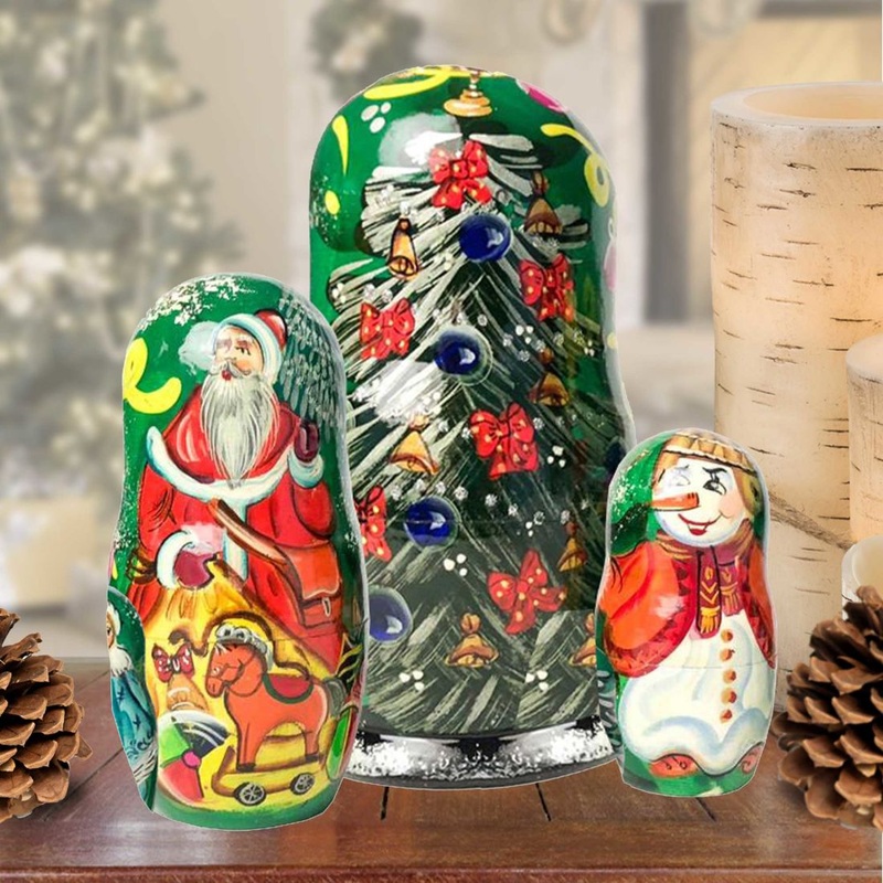 Family Tree Oversized Matreshka Nesting Hand-Painted Doll Set of 3 by G. DeBrekht – Christmas Decor – 161512
