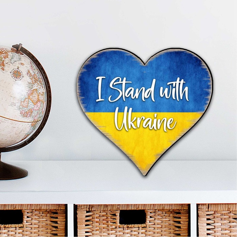 I Stand with Ukraine Heart Holiday Outdoor Decor Large Ornament – International Decor – 8187121M