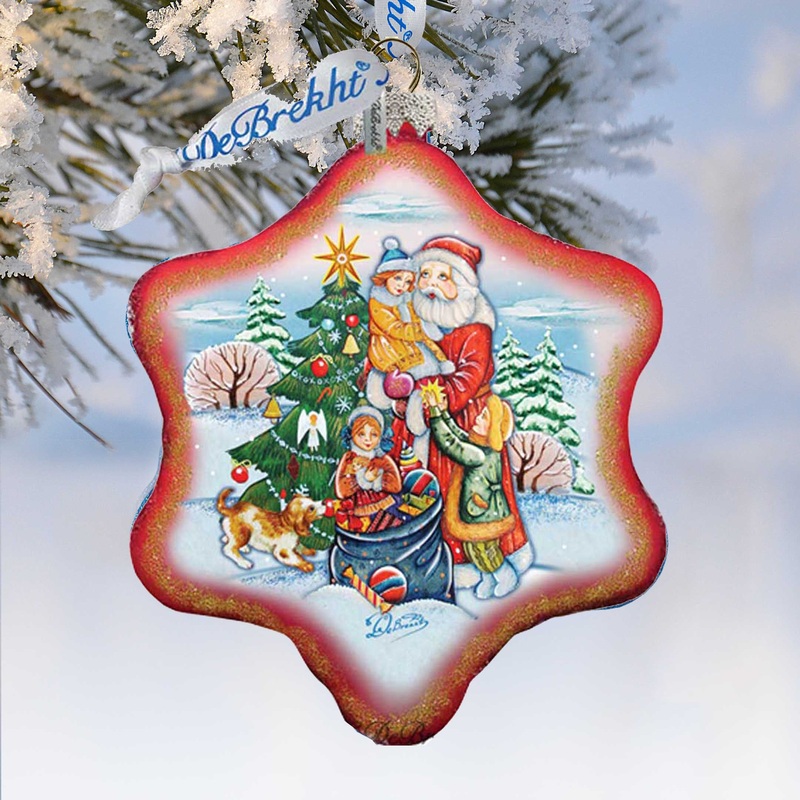 Joy Snowflake Glass Ornament by G. DeBrekht – Christmas Decor – 754-004R