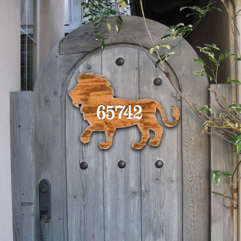 Lion Wooden Custom House Number Sign – Nature Wildlife Decor – Handcrafted Wooden Handcrafted Wooden Address Sign – MA98230