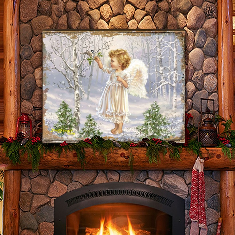 Little Winter Blessings Wooden Wall Art by D. Gelsinger – Nativity Holiday Decor – 95658B-1427