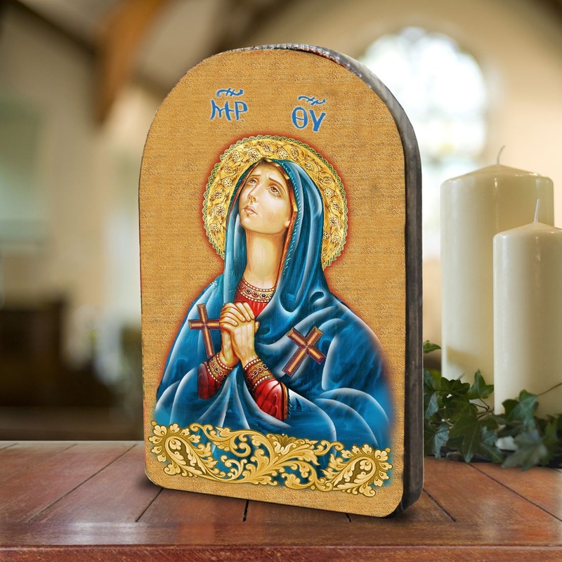 Maria Magdalena Wooden Gold Plated Religious Christian Sacred Icon – Inspirational Icon Decor – 86014