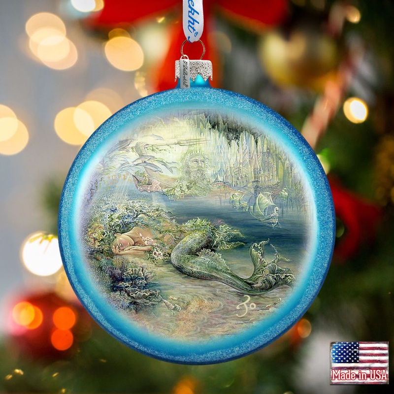 Mer Angel Glass Ornament by Josephine Wall – Coastal Sea-Life Decor – 744-411-JW