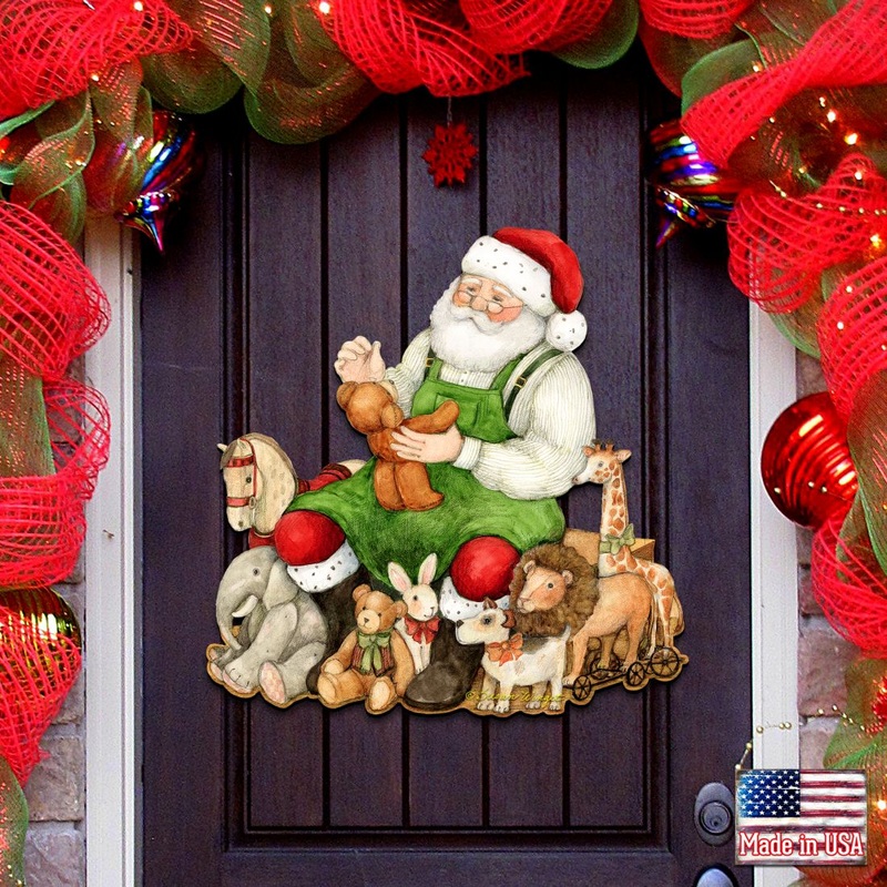 Merry Christmas Santa Door Decor By Susan Winget – Christmas Santa and Snowman Decoration