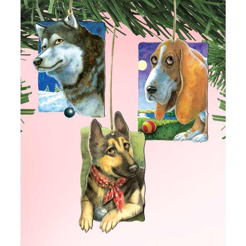 My Best Outdoor Friends Dogs Wooden Ornaments Set of 3 by Laura Seeley – Pets Dog and Cats Decor – 8100090S3-LS