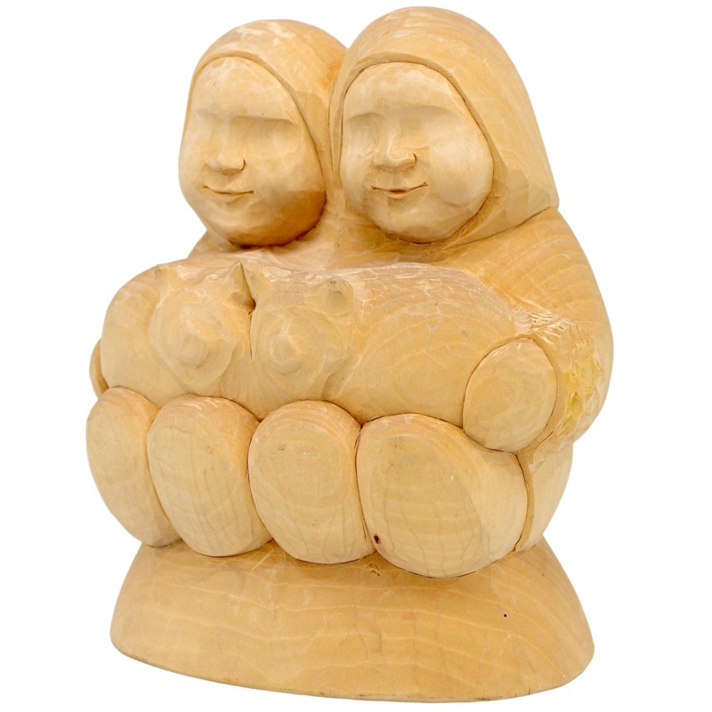 One-of-a-Kind Two Little Friends Wood Carved Figurine 6 – Nature Wood Carving