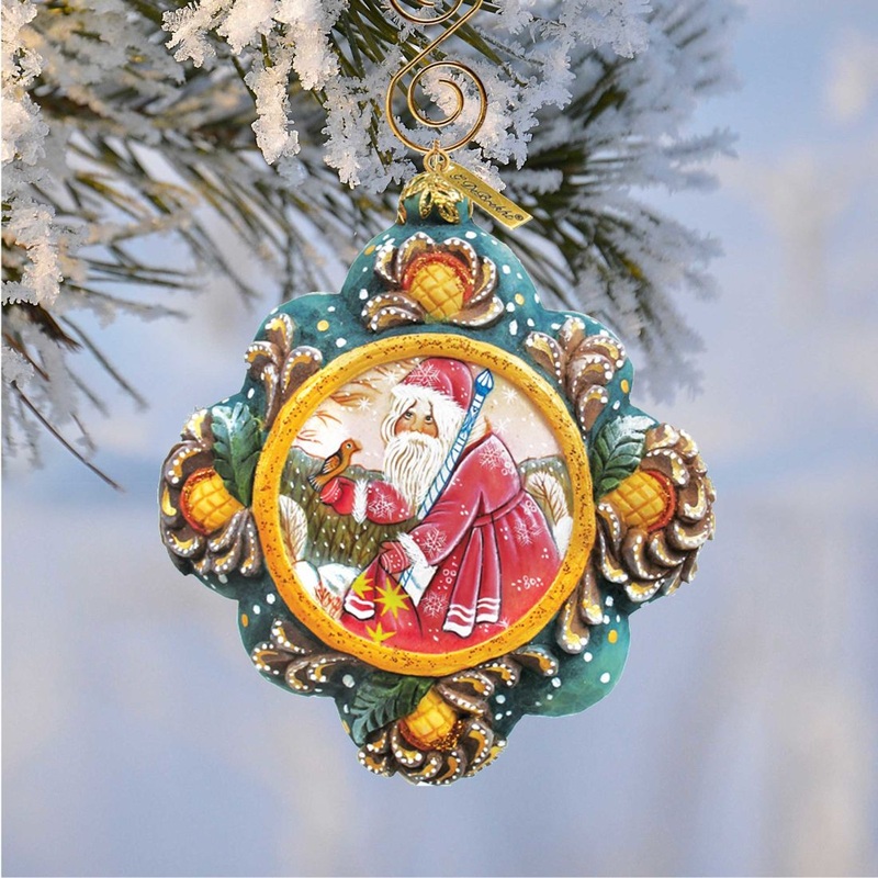 Quiet Time Santa Sculpted Hand-Painted Christmas Ornament by G. DeBrekht – Christmas Santa Snowman Decor – 6102541