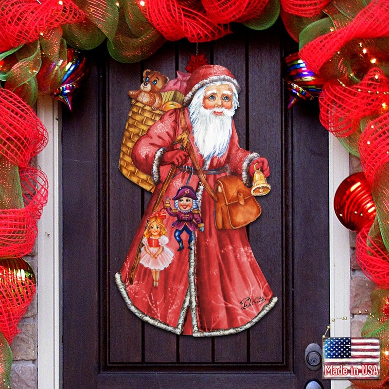 Saint Nick Christmas Door Decor by G. DeBrekht – Christmas Santa Snowman Decor – 8124120H