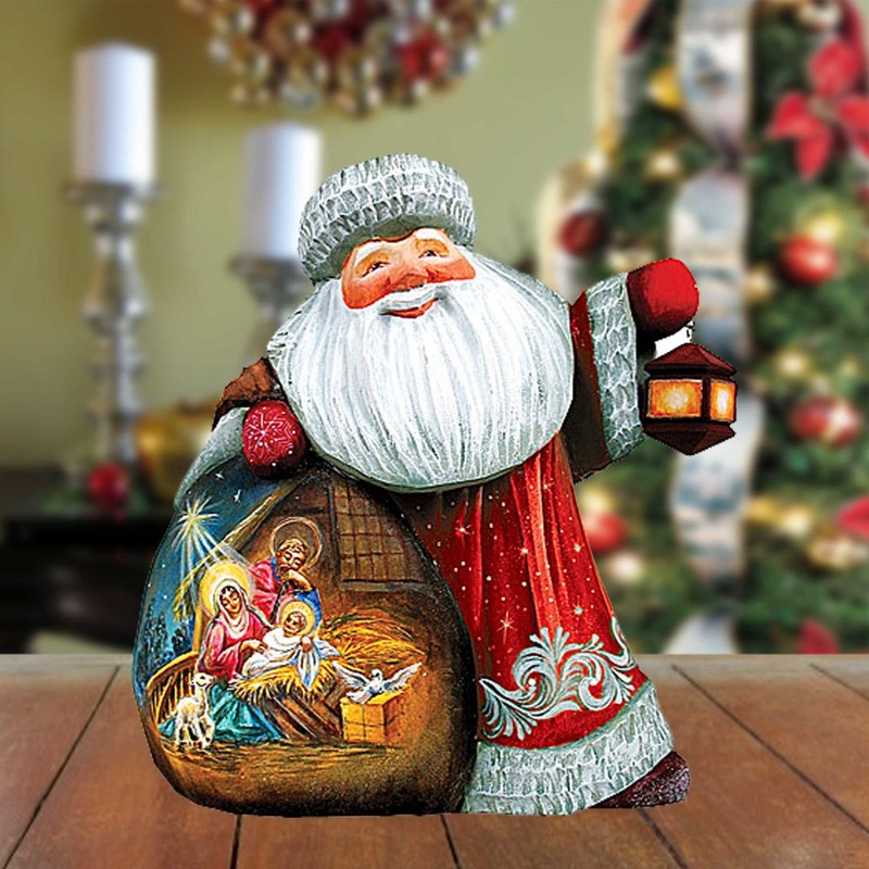 Santa First Night Hand-Painted WOODCARVED Masterpiece by G. DeBrekht – Nativity Holiday Decor – 8215622 *** PRE-ORDER – Handmade Just for You! ***