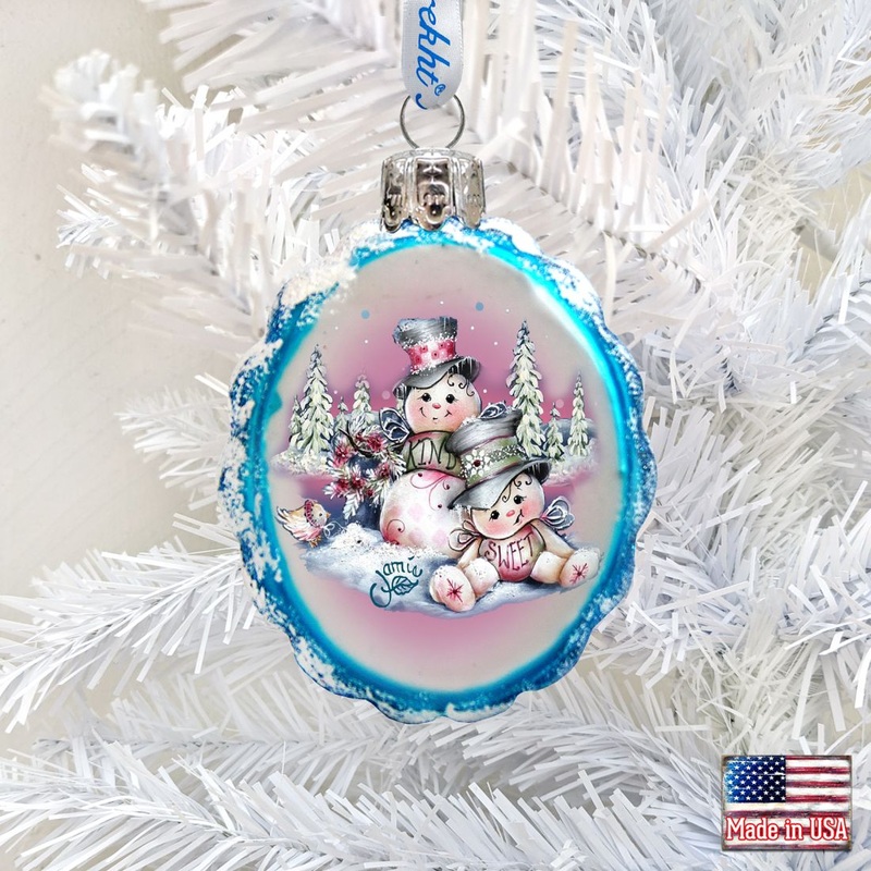 Snowman Mercury Glass Ornament by Jamie Mills-Price – Christmas Santa Snowman Decor – 778201-MP