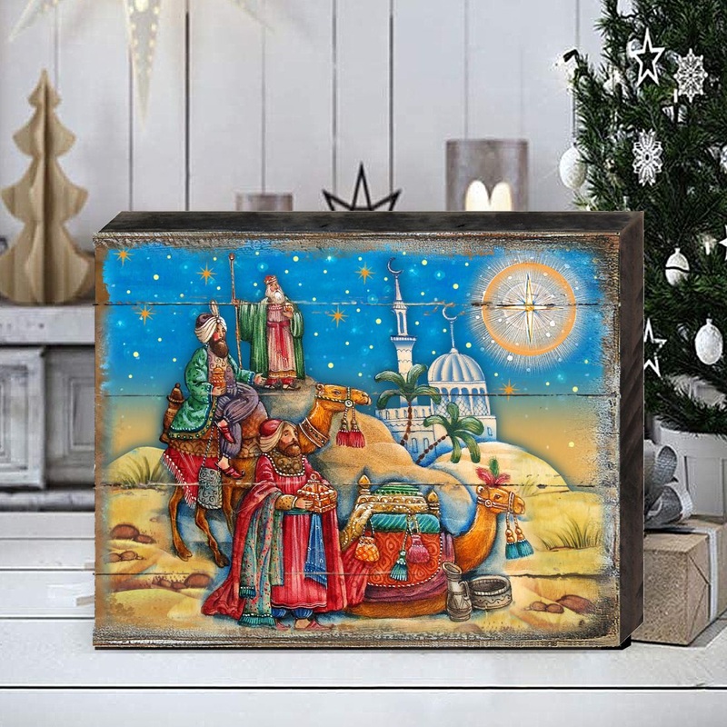 Three Kings Nativity Wooden Wall Art by G. DeBrekht – Nativity Holiday Decor – 8173853B