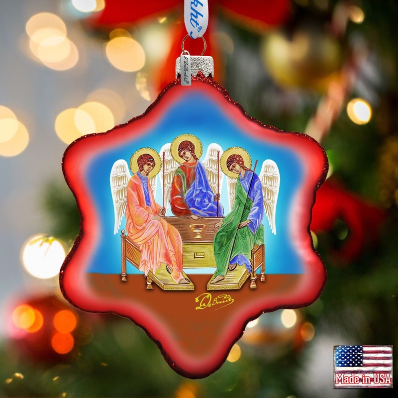 Trinity Nativity Snowflake Glass Ornament by G. DeBrekht – Nativity Holiday Decor – 754-034