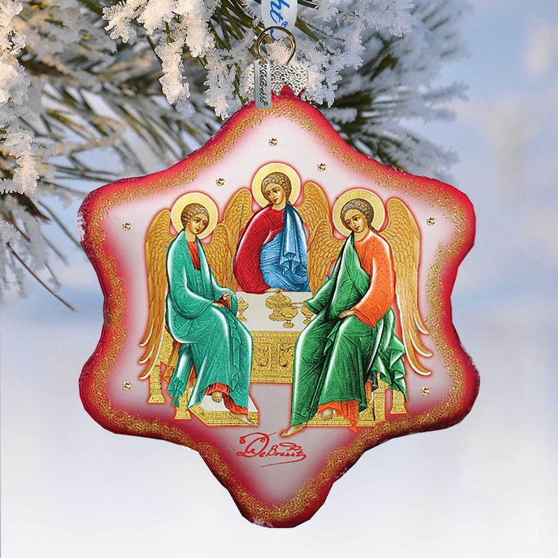 Trinity Snowflake Glass Ornament by G. DeBrekht – Nativity Holiday Decor – 754-031