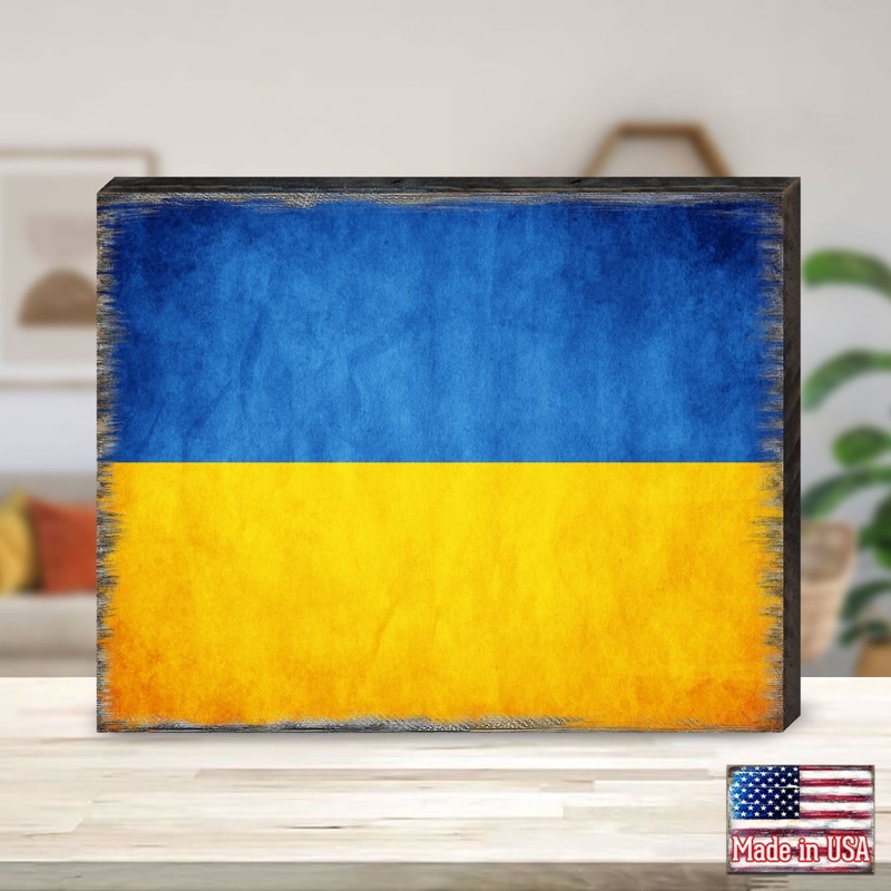 Ukrainian Flag Wooden Wall Art – International Decor – 95120B