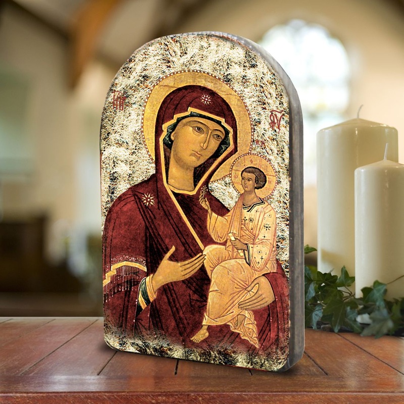 Virgin Mary Wooden Gold Plated Religious Christian Sacred Icon – Inspirational Icon Decor – 86063