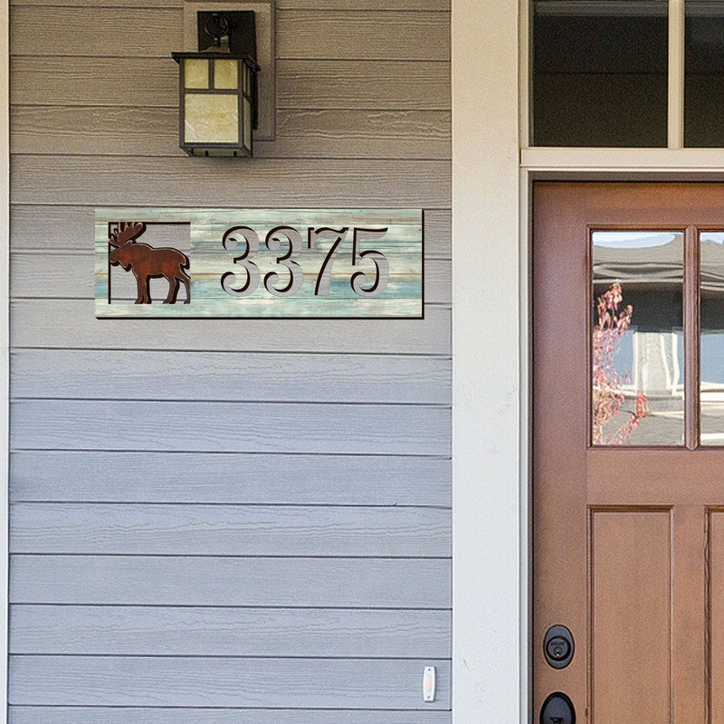 Address Sign – House Numbers – Wildlife Door Numbers Sign – Wooden Moose House Number Plaque – Custom Home Address Sign – MA989818