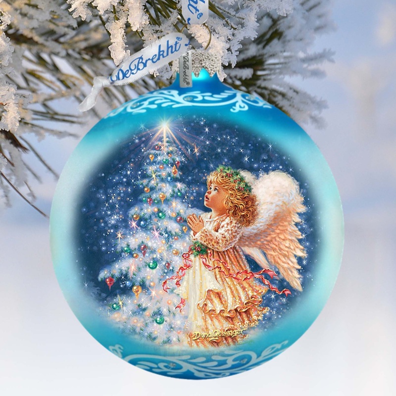 Angels Christmas Wish Lg Glass Ornament by D.Gelsinger – Christmas Holiday Decor – 73961
