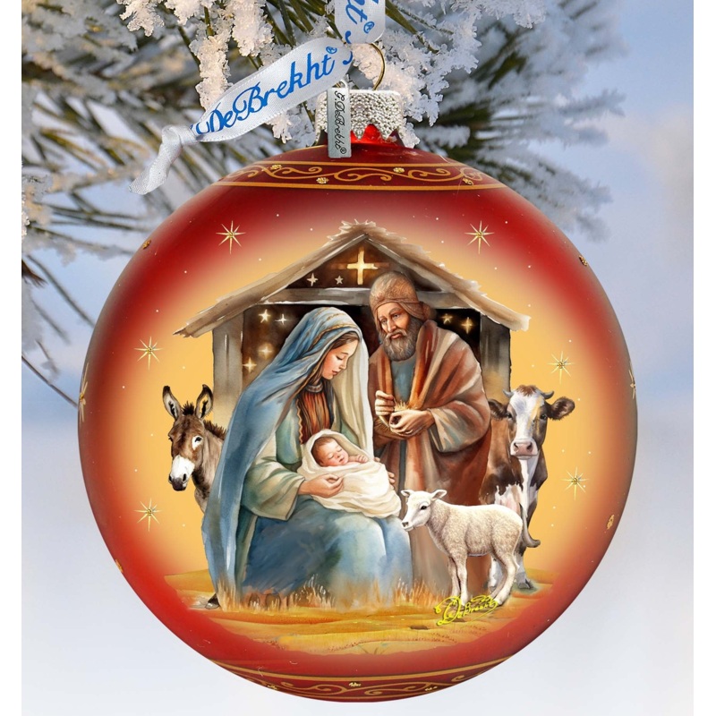 Born Under Bright Star Nativity Lg Glass Ornament by G. Debrekht – Nativity Holiday Decor – 73937