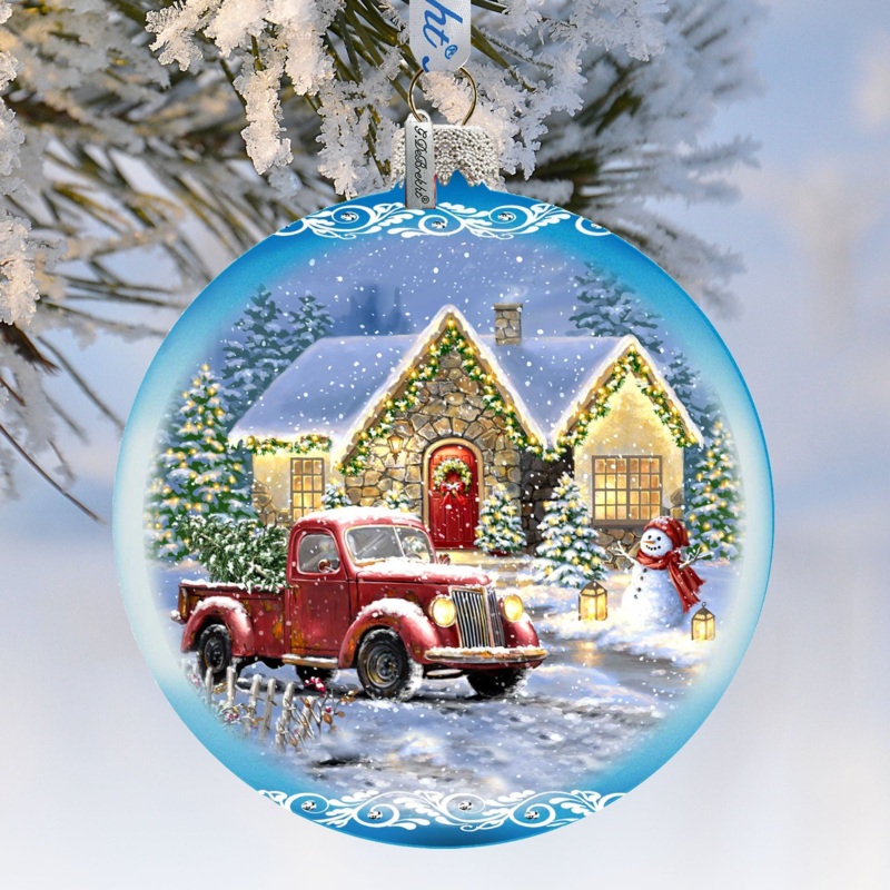 Christmas Cottage Glass Ornament Limited Edition by D. Gelsinger – Christmas Decor – 73899-1926