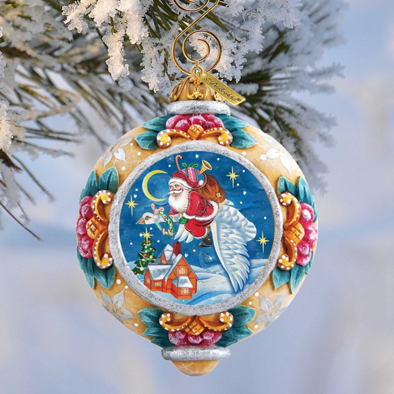 Christmas Goose Sculpted Hand-Painted Christmas Ornament by G. DeBrekht – Christmas Santa Snowman Decor – 6102416
