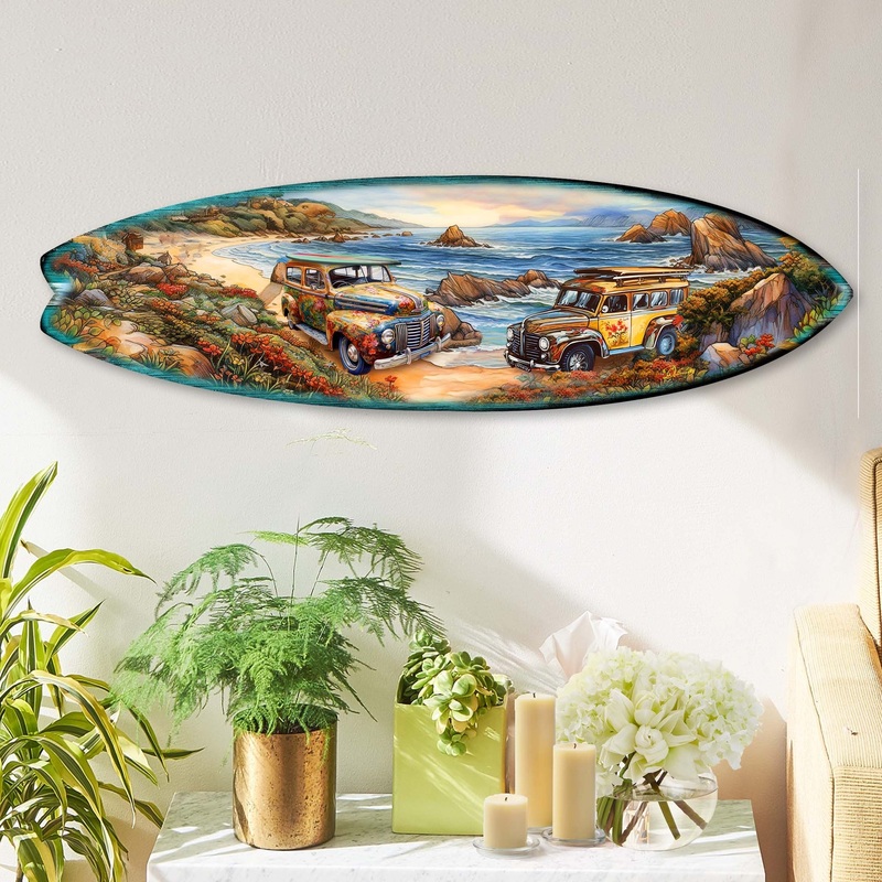 Early Morning Surf Surfboard Coastal Wall Art by G. DeBrekht – Coastal Holiday Decor – 8490126HS